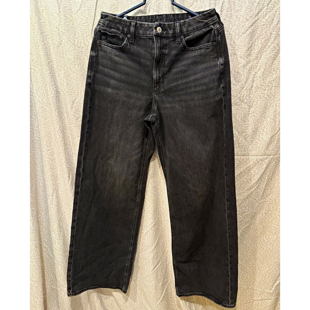 American Eagle Outfitters Women's Black Dark Wash wide leg Jeans 8 x-long